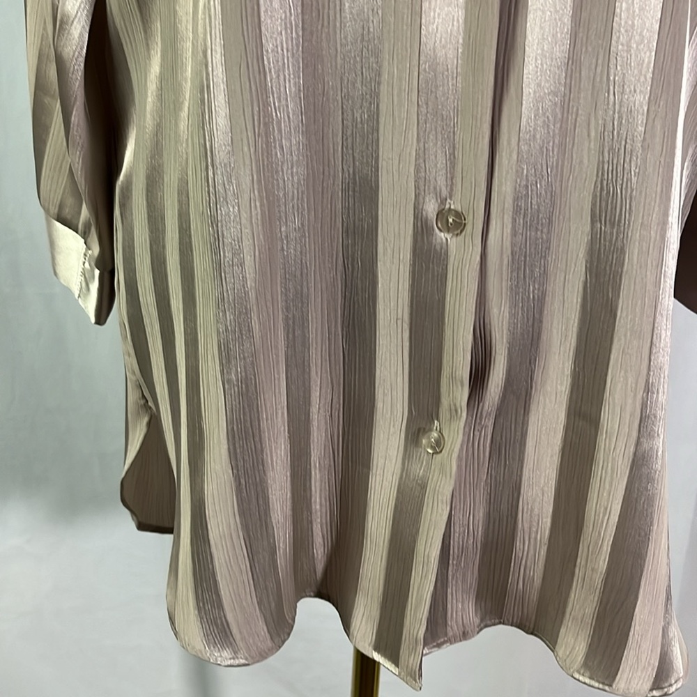 Halston Silver Gray Striped Button Down Sleep Shi… - image 8